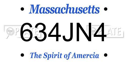 634JN4 Massachusetts License Plate