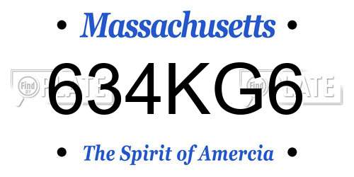 634KG6 Massachusetts License Plate