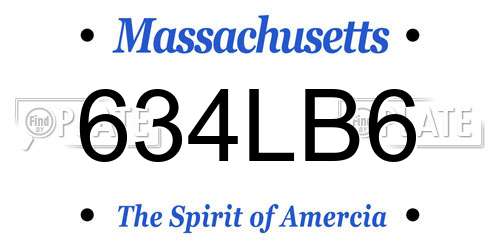634LB6 Massachusetts License Plate