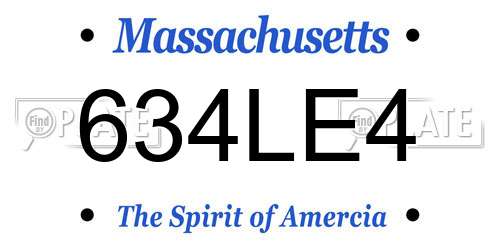 634LE4 Massachusetts License Plate
