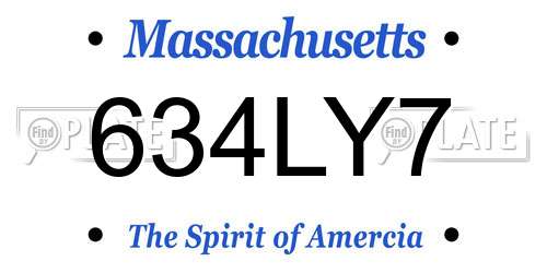 634LY7 Massachusetts License Plate