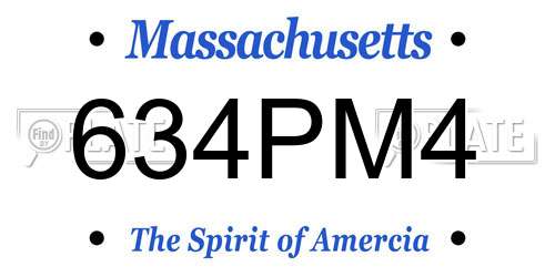 634PM4 Massachusetts License Plate