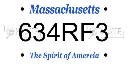 634RF3 Massachusetts License Plate