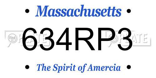 634RP3 Massachusetts License Plate