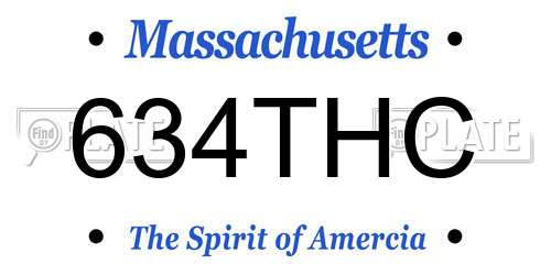 634THC Massachusetts License Plate