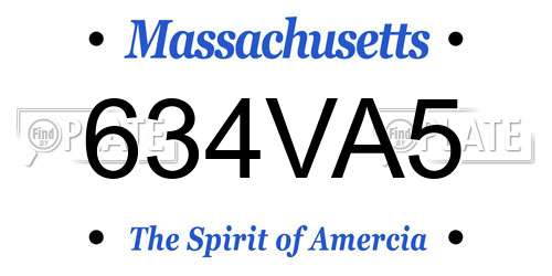 634VA5 Massachusetts License Plate