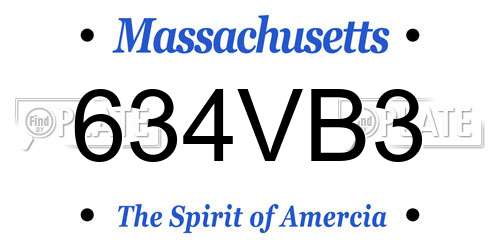 634VB3 Massachusetts License Plate