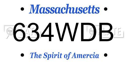 634WDB Massachusetts License Plate