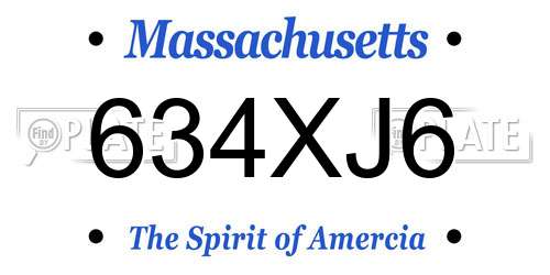 634XJ6 Massachusetts License Plate
