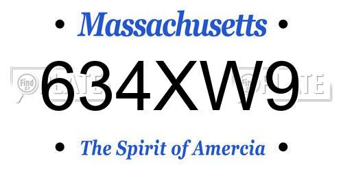 634XW9 Massachusetts License Plate