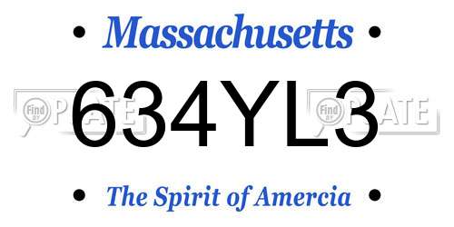 634YL3 Massachusetts License Plate