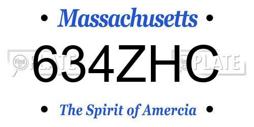 634ZHC Massachusetts License Plate