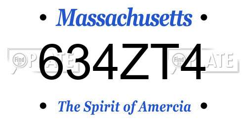 634ZT4 Massachusetts License Plate