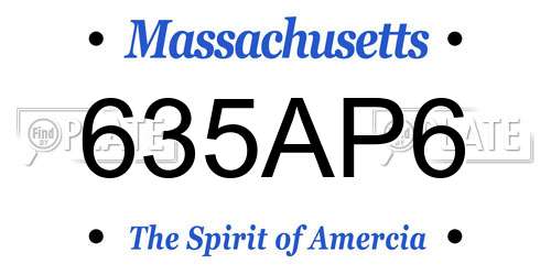 635AP6 Massachusetts License Plate