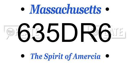 635DR6 Massachusetts License Plate