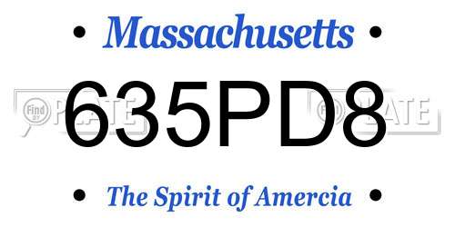 635PD8 Massachusetts License Plate