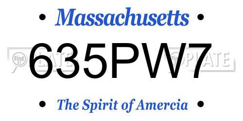 635PW7 Massachusetts License Plate