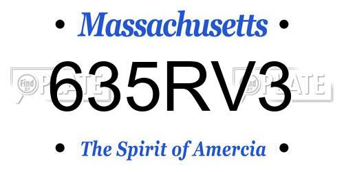 635RV3 Massachusetts License Plate