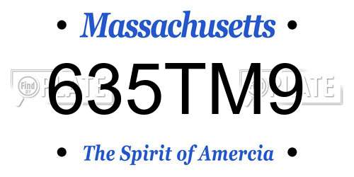 635TM9 Massachusetts License Plate
