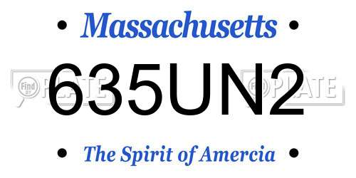 635UN2 Massachusetts License Plate