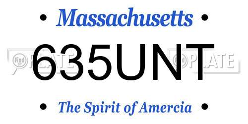 635UNT Massachusetts License Plate