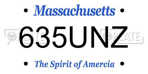 635UNZ Massachusetts License Plate