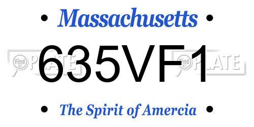 635VF1 Massachusetts License Plate