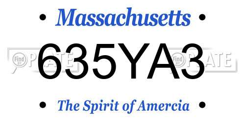 635YA3 Massachusetts License Plate