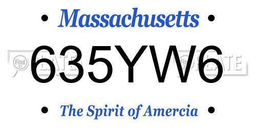 635YW6 Massachusetts License Plate