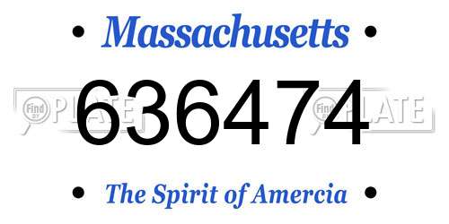 636474 Massachusetts License Plate