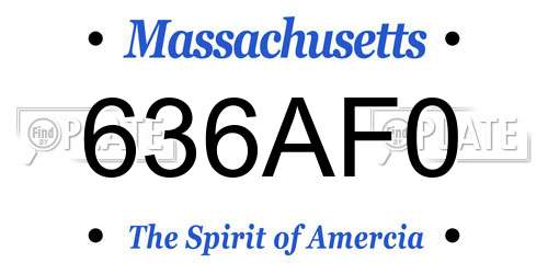 636AF0 Massachusetts License Plate