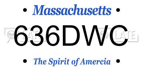 636DWC Massachusetts License Plate