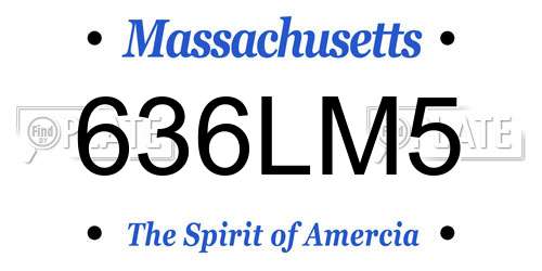 636LM5 Massachusetts License Plate