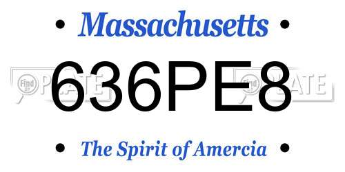 636PE8 Massachusetts License Plate