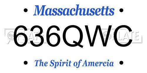 636QWC Massachusetts License Plate