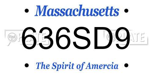 636SD9 Massachusetts License Plate