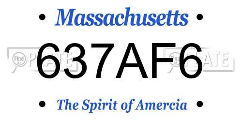 637AF6 Massachusetts License Plate