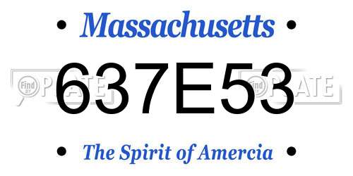637E53 Massachusetts License Plate