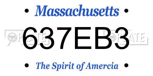 637EB3 Massachusetts License Plate