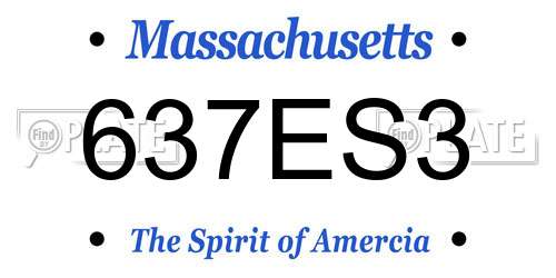 637ES3 Massachusetts License Plate