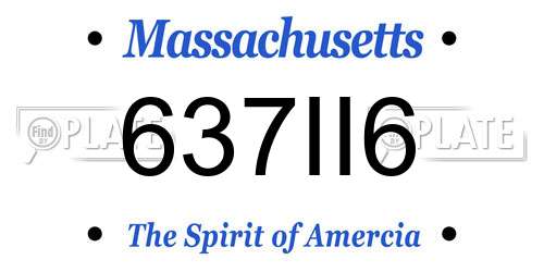 637II6 Massachusetts License Plate