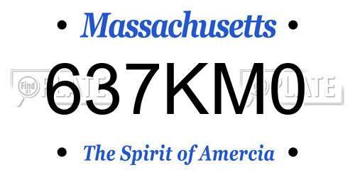637KM0 Massachusetts License Plate
