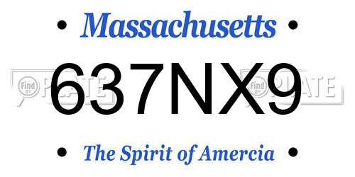 637NX9 Massachusetts License Plate