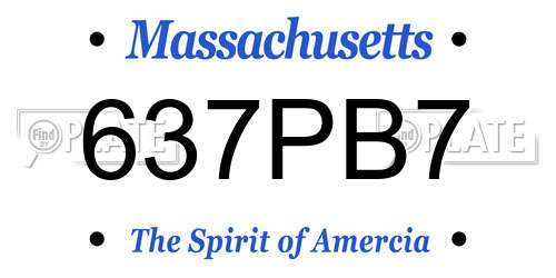 637PB7 Massachusetts License Plate
