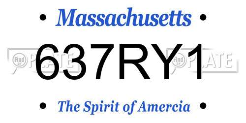 637RY1 Massachusetts License Plate