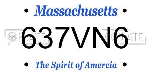 637VN6 Massachusetts License Plate