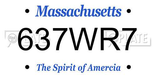 637WR7 Massachusetts License Plate
