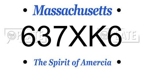 637XK6 Massachusetts License Plate