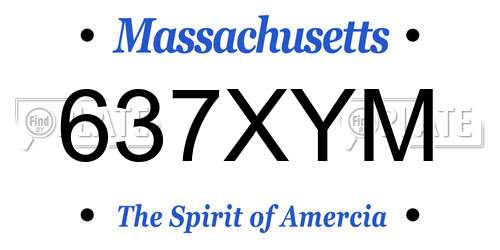 637XYM Massachusetts License Plate