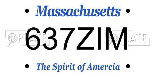 637ZIM Massachusetts License Plate